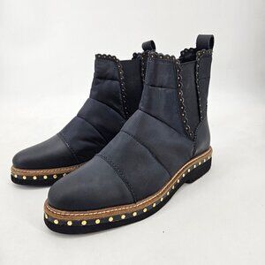 New Free People Atlas Puffer Chelsea Boots Womens 39/9 Black Leather Nylon